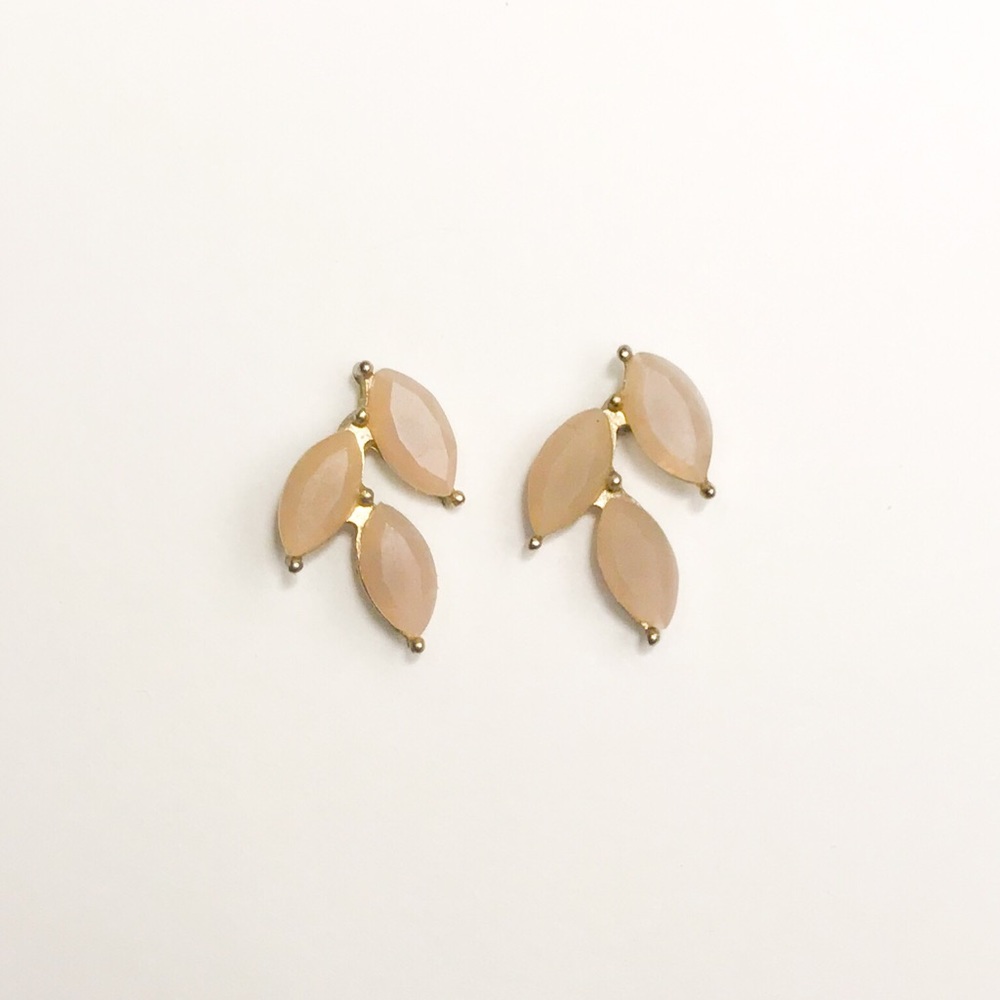 Pink Leaf Stud Earrings